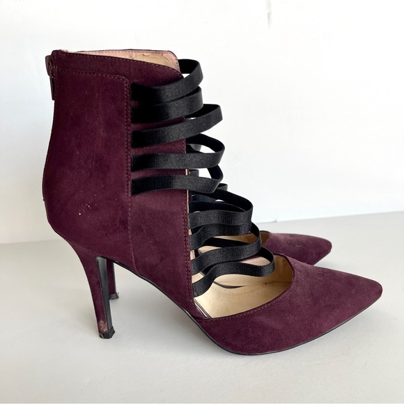 NINE WEST | Purple Elastic Detail Faux Suede Booties Sz 9 - Picture 2 of 11